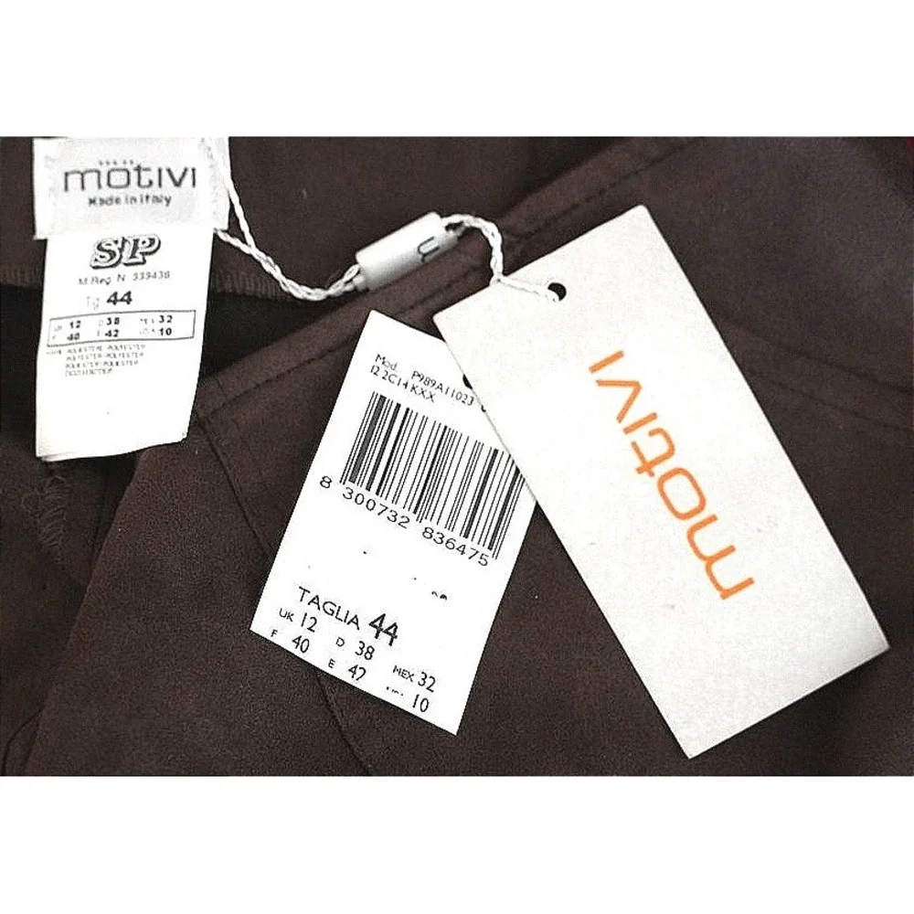 Motivi‎ Cargo Pants Women Size 10 Brown Wide Leg Italian Faux Suede Utility